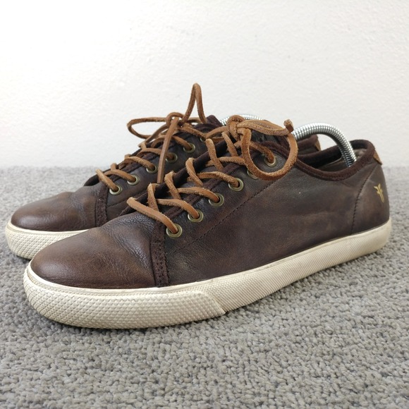 Frye Chamber Low Mens Size 9.5 Sneakers Lace Up Brown Leather Shoes - Picture 1 of 10